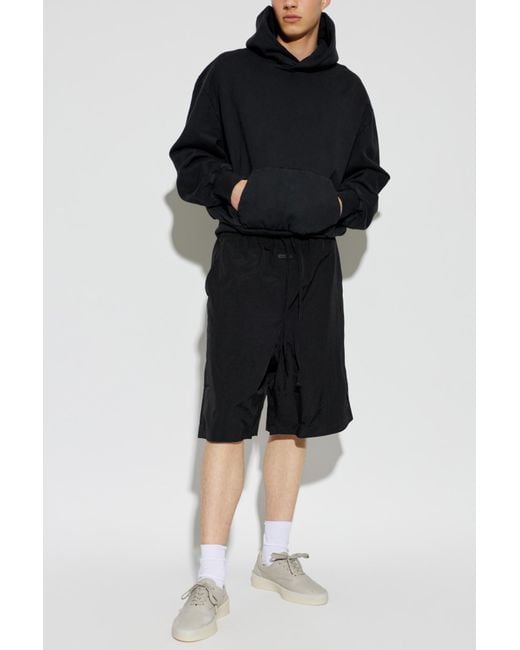Fear Of God Black Shorts With A Logo Patch for men