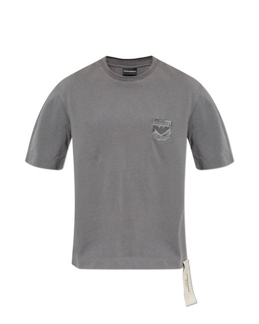 Emporio Armani Gray T-Shirt With Logo for men