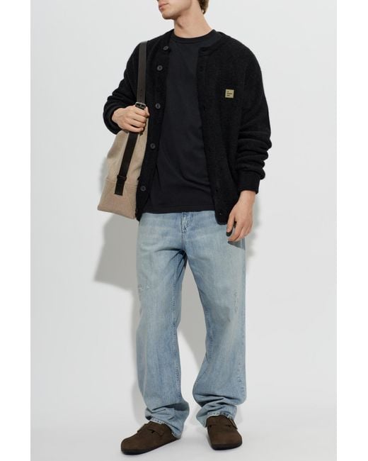 American Vintage Black Cardigan With Logo Patch for men
