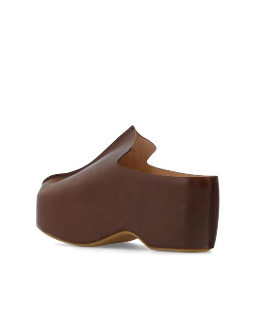 J.W. Anderson Brown Leather Clogs On High Platform,