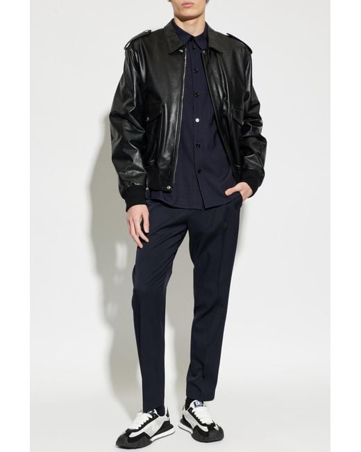 Dolce & Gabbana Blue Wool Shirt With Pockets for men