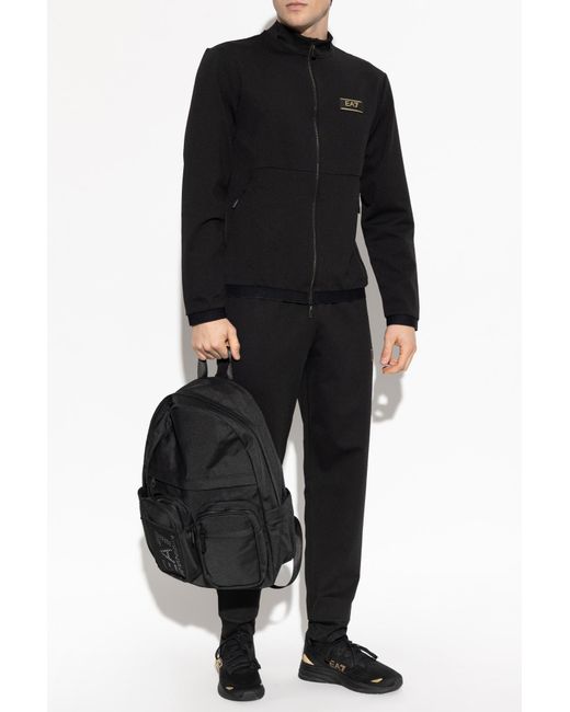 EA7 Black Trousers With Logo for men