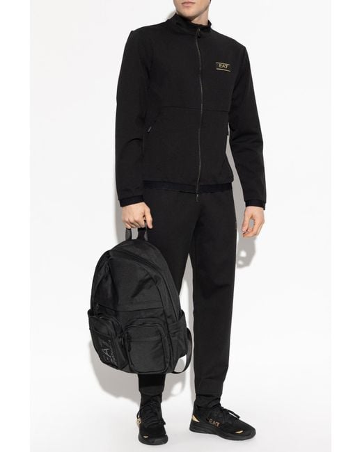 EA7 Black Trousers With Logo for men