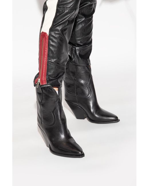 Isabel Marant Black 'Leyane' Heeled Ankle Boots
