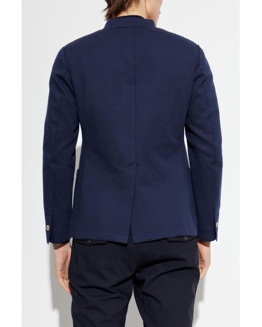 Eleventy Blue Jacket With Stand-Up Collar for men