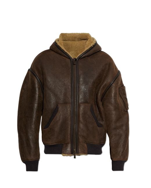 DSquared² Black Suede Jacket With Hood for men
