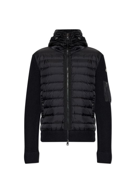 Moncler Black Cardigan With Down Front for men