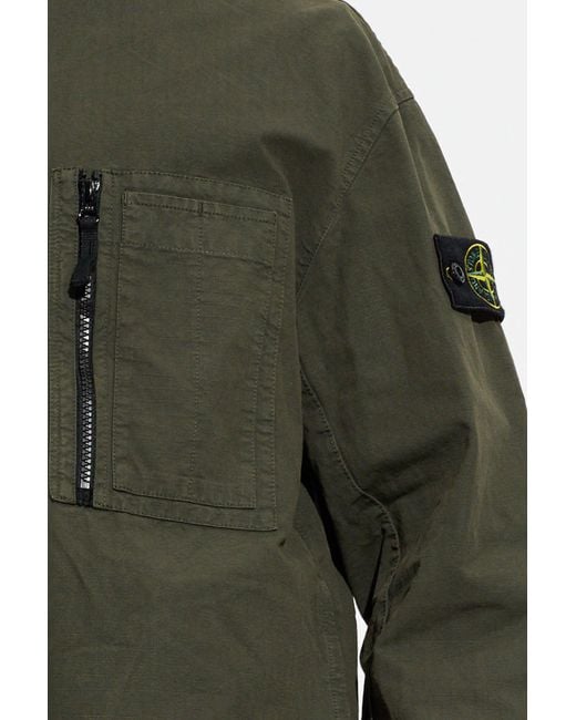 Stone Island Black Jacket With Logo Patch for men