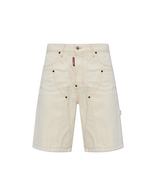DSquared² White 'Cargo'-Style Denim Shorts for men