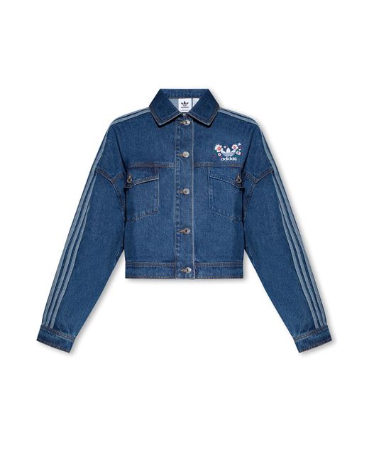 Adidas Originals Blue Embroidered Denim Jacket