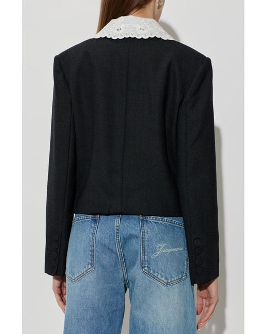 Self-Portrait Blue Blazer With Detachable Collar