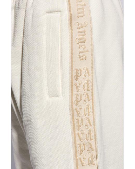 Palm Angels White Shorts With Logo for men