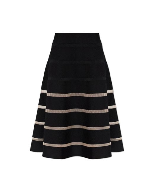 Balmain Black Flared Skirt With Transparent Panels