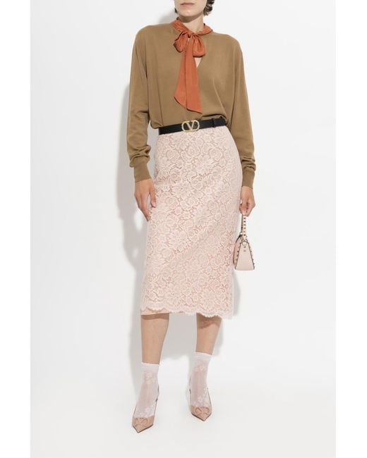 Valentino Garavani Pink Lace Skirt