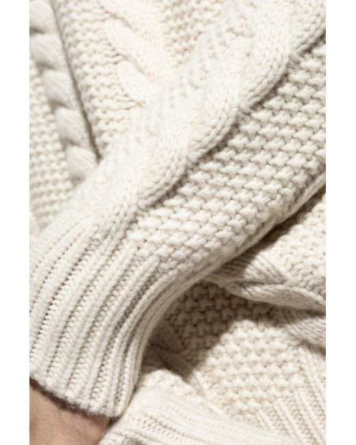 Moncler White Wool Sweater With Decorative Knit for men