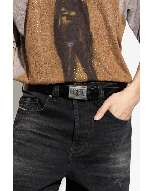 DIESEL Black 'Logo' Belt for men