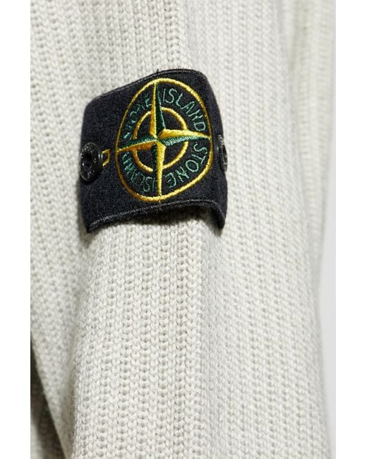 Stone Island White Turtleneck With Logo, for men