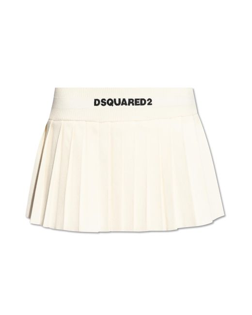 DSquared² Natural Mini Pleated Skirt,