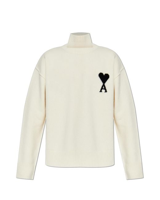 AMI White Wool Turtleneck
