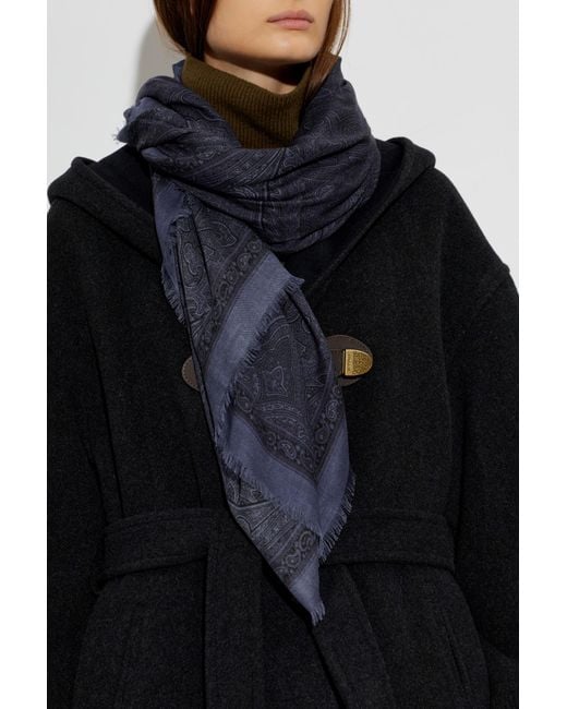 Etro Blue Scarf With Raw Edge