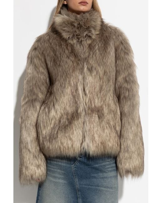 M I S B H V Natural Short Faux Fur Coat