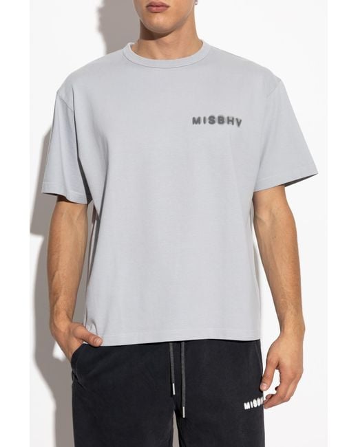 M I S B H V Gray T-shirt With Logo, for men