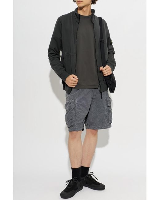 Stone Island Black Sweatshirt With Stand-Up Collar for men