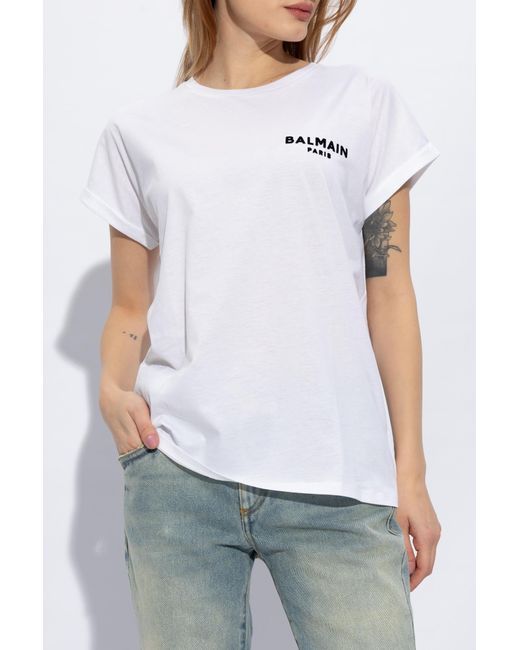 Balmain White Cotton T-shirt,