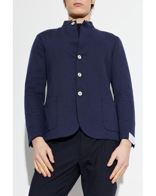 Eleventy Blue Jacket With Stand-Up Collar for men