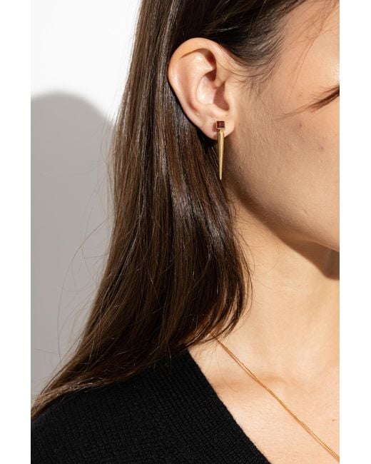 Jil Sander White Brass Earrings With Stone