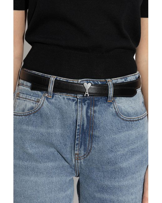 AMI Black Leather Belt