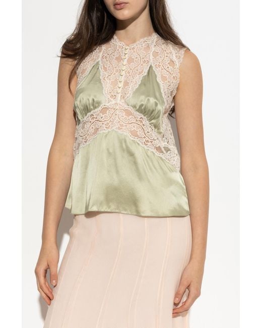 Chloé Natural Silk Top With Lace Inserts