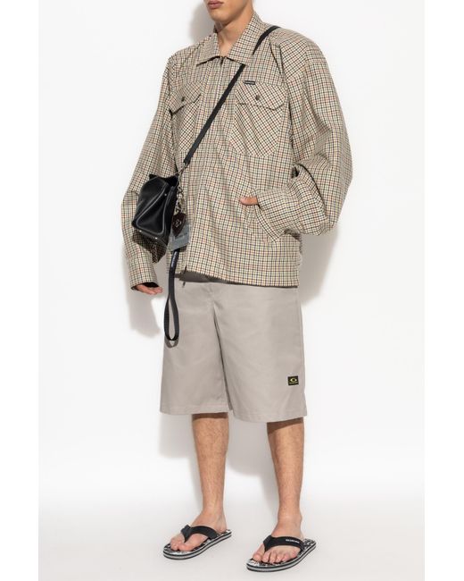 Balenciaga Gray Bermuda Shorts With Logo for men