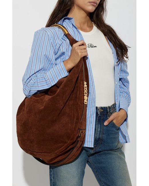 Moschino Brown Suede Bag 'Handle Me'