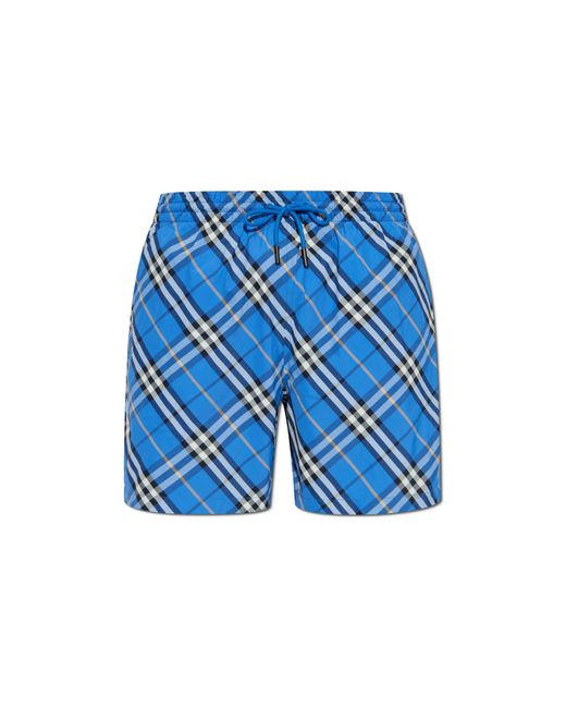 Burberry Blue 'Check' Swim Shorts for men