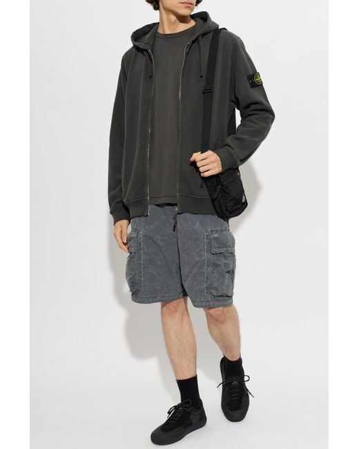 Stone Island Black T-Shirt With Logo Patch for men