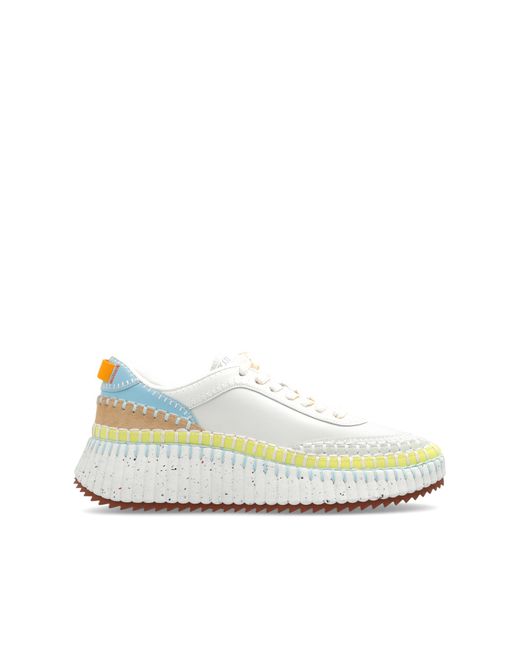 Chloé White Nama Embroidered Leather Low-top Trainers