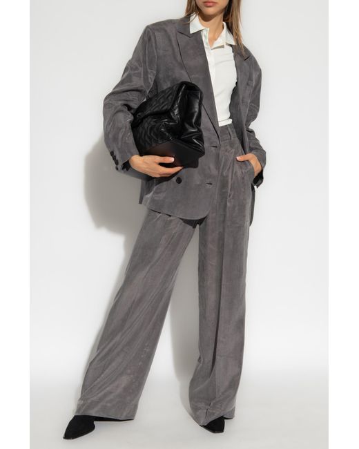 AllSaints Gray ‘Elle’ Pleat-Front Trousers