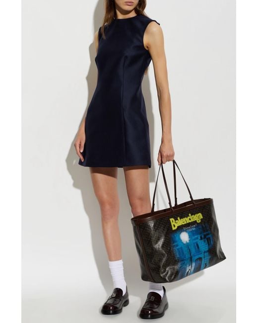 Balenciaga Blue Wool Sleeveless Dress