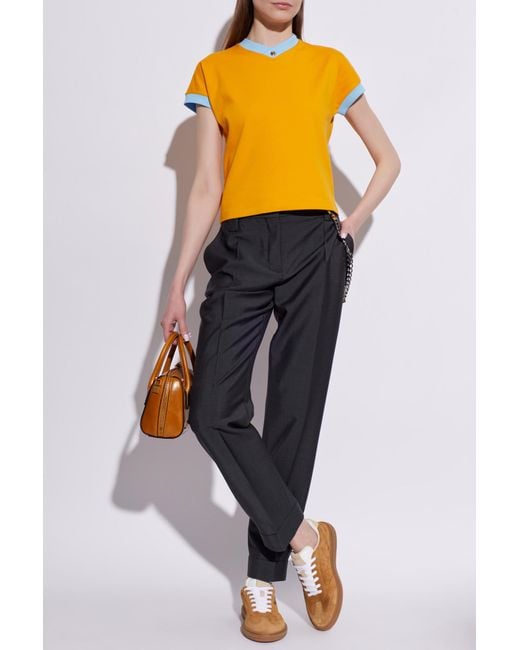 Versace Yellow V-Neck T-Shirt