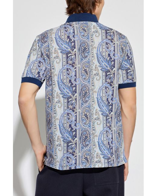 Etro Blue Patterned Polo for men