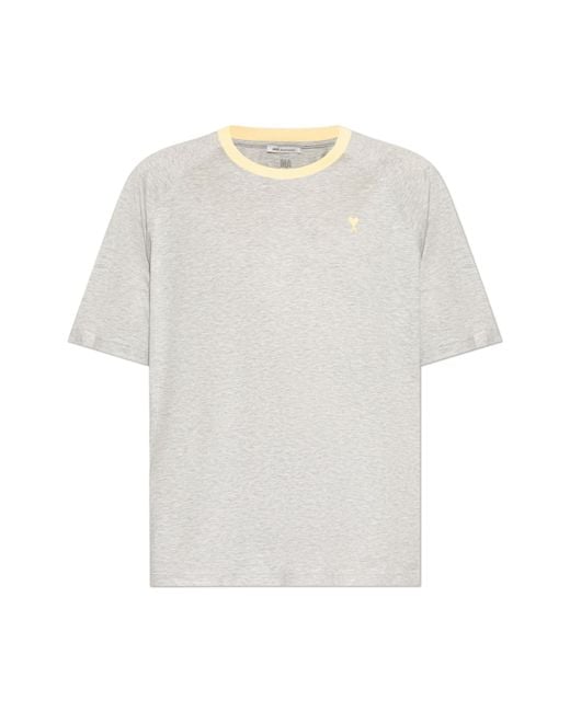 AMI White T-Shirt With Embroidered Logo for men