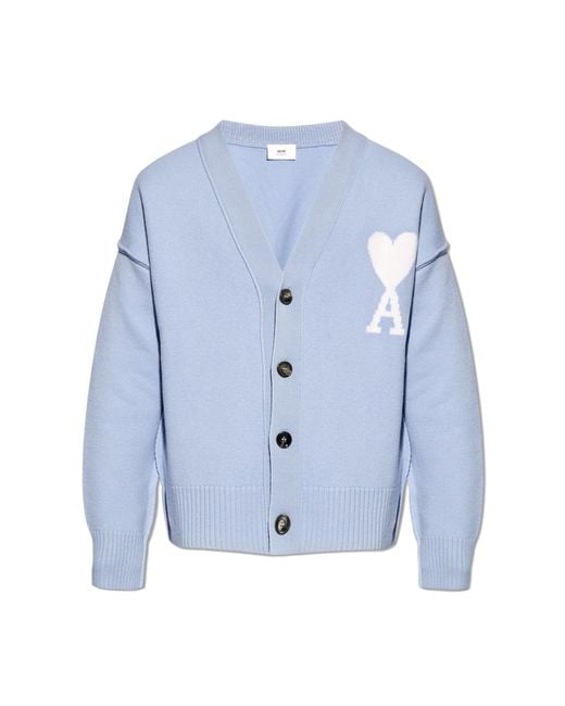 AMI Blue Wool Cardigan, for men