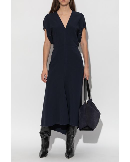 Victoria Beckham Blue V-Neck Dress