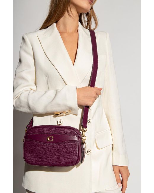 COACH Leather 'camera' Shoulder Bag in Purple Lyst