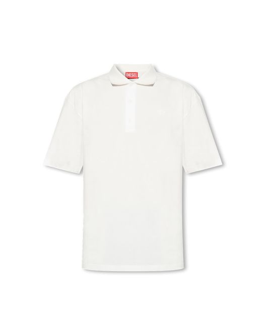 DIESEL White T-vort-megoval-d Polo Shirt With Logo for men