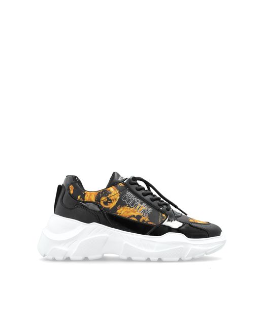 Versace Jeans Couture Black Sports Shoes With 'Barocco' Pattern