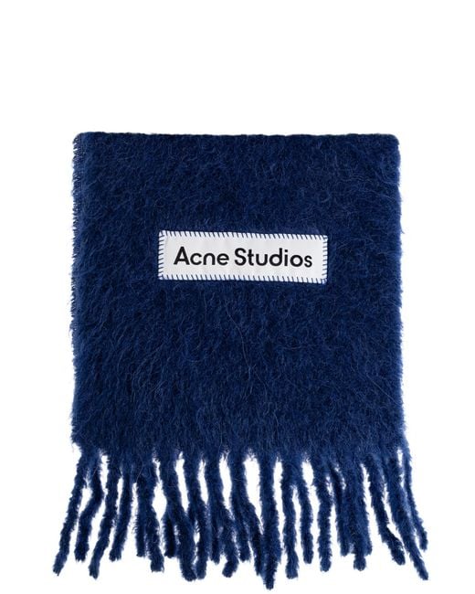 Acne Blue Scarf With Logo