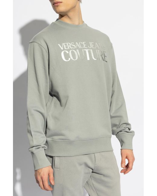 Versace Jeans Couture White Sweatshirt With Printed Logo for men