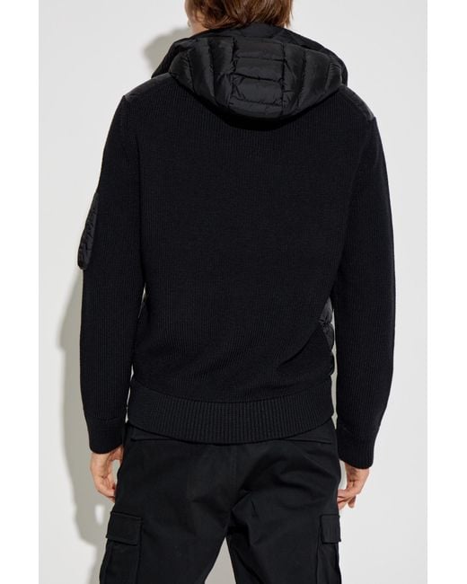 Moncler Black Cardigan With Down Front for men